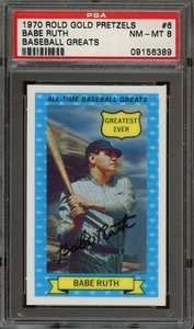 1970 Rold Gold Pretzels #6 Babe Ruth Baseball Greats *PSA 8 (NM-MT) *NY Yankees - Picture 1 of 2