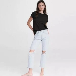NEW RAG & BONE Maya High-Rise Slim Distressed Jeans Ditch Plains Light Wash 24 - Picture 1 of 8
