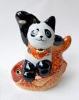 Panda Japanese Lucky panda Kutani porcelain on the sea bream from japan