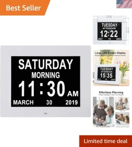 Large Display Senior Clock with 3 Medication Alerts & 5 Alarms for Peace of Mind - Picture 1 of 11