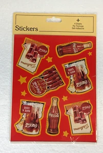 COCA~COLA VINTAGE PACK OF PRESSURE SENSITIVE STICKERS ~ 4 SHEETS IN PACKAGE - Picture 1 of 9