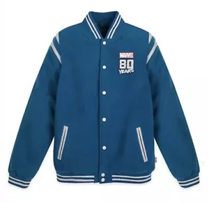 NWT SOLD OUT MARVEL 80 YEAR ANNIVERSARY LETTERMAN BOMBER JACKET MEN SMALL - Picture 1 of 7