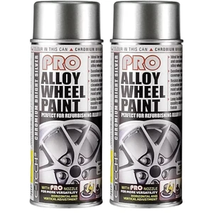 2x Car Alloy Wheels Spray Paint E-Tech Pro 400ml Chromium Bright Silver ROAWP701 - Picture 1 of 11