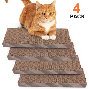 4PACK Cat Scratch Cardboard Catnip Scratching Pad Scratcher Lounge Sofa Bed Post - Picture 1 of 7
