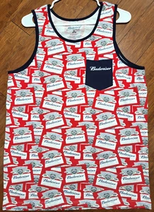 Budweiser Tank Top Mens Medium 38/40 Red White Blue - Imagen 1 de 8