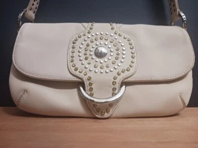 Antonio Melani Beige Tachonado Gamuza Cuero Cartera Bolso sin asas De colección Y2K Moda Foto 1 de 4