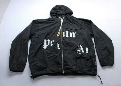 Giacca a vento uomo Palm Angels zip davanti logo rotto BE5 nero bianco taglia 2XL