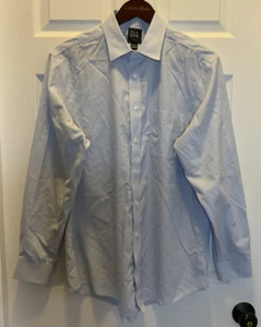 Jos. A. Camisa Banks Traveler Calce Ajustado Para Hombres 16 1/2-34 L Azul Guinga Abotonada - Imagen 1 de 6