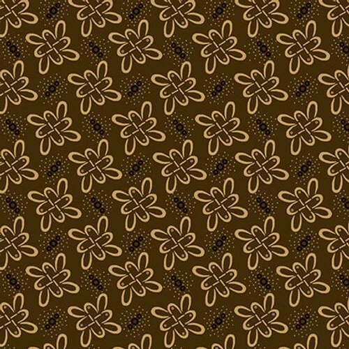 Cesta de sucata favoritas marrom pétalas varridas pelo vento Kim Diehl para Henry Glass 1/2 jarda - Imagem 1 de 1