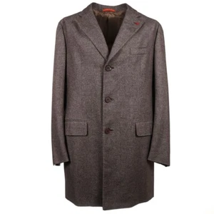 NWT $4200 ISAIA Slim-Fit Soft Patterned Wool-Cashmere Overcoat 44 R Coat - Picture 1 of 9