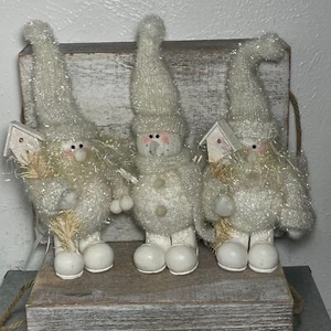 Juego de 2 Figuras Navidad Papá Noel, 1 Muñeco de Nieve Blanco Caprichoso Iridiscente Decoración  - Imagen 1 de 12