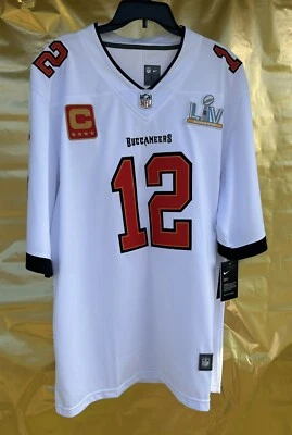 Camiseta masculina de futebol nova com etiquetas Tom Brady #12 branca Tampa Bay Bucs Nike 2021 GG - Imagem 1 de 4
