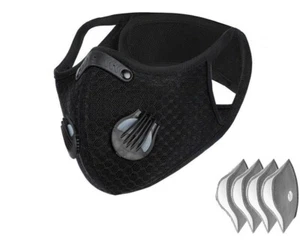 style Cycling Face Mask With Active Carbon Filter Breathing Valves Reusable - Picture 1 of 31