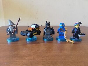 Lego Lot Dimensions 5 Minifigure Figure Batman,Gandalf,Ninja, Wyldstyle W/ Discs