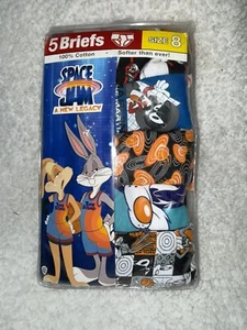 SPACE JAM Cartoon Boys Underwear Briefs 100% Cotton 5 Pack Size 8 NWT - Picture 1 of 2