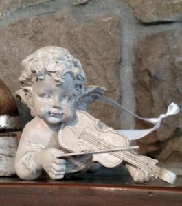 NWT 7" MINSTREL Angel CHERUB playing VIOLIN Christmas Ornament Valentine Decor - Picture 1 of 1