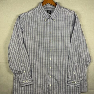 Camicia abito Brooks Brothers 18,5-36/37 blu a quadri non ferro cotone Supima OCDB - Foto 1 di 12