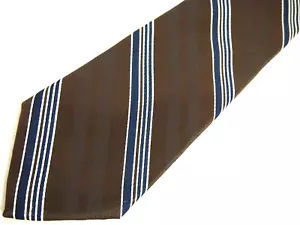 Club Room Mens Necktie Tie Brown Navy Blue Striped Silk 61" Long Career - Picture 1 of 4