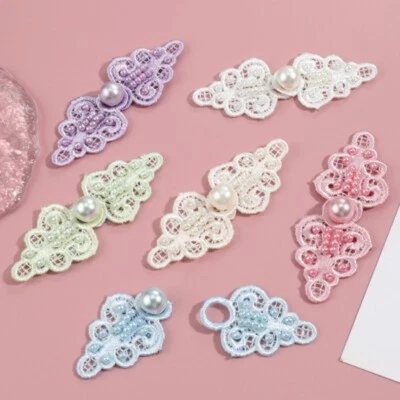 2x Chinese Vintage Style Frog Buttons Sewing Pearl Beaded Shirt Closures for DIY - Image 1 of 4