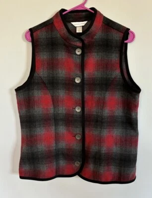 Chaleco Christopher & Banks Mezcla Lana Cuadros Talla M Botón Frontal Cabina Acogedor Invierno Foto 1 de 4