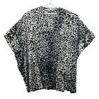 Natori Short Caftan Size XL Snow Leopard Print Lounge Kaftan Tunic Dress V Neck