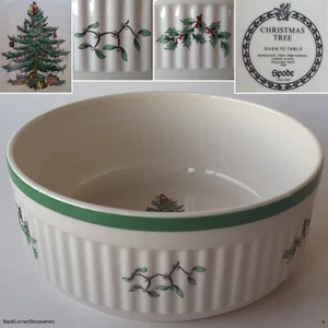 Spode England Árbol de Navidad Horno a Mesa 71/4" 1Qt Plato Souffle Acanalado Redondo - Imagen 1 de 11