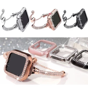 Bracelet +Bling Case For Apple Watch Series 9 8 7 6 5 SE Ultra Dressy Band Strap - Picture 1 of 10