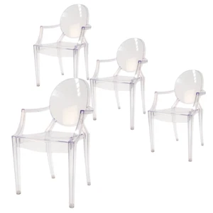 Set of 4 - Philippe Starck Replica Louis Ghost Dining Armchair - clear - Picture 1 of 3
