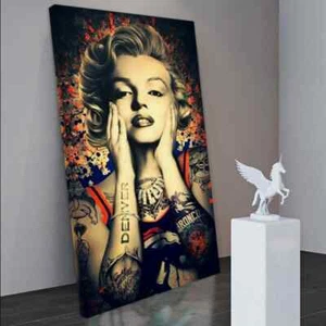 Marilyn Monroe with Tattoo Canvas Premium Quality Wall Art Print No Framed - Picture 1 of 3