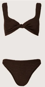 Hunza G Lurex Crinkle Juno Bikini Set Black & Gold One Size BNWT Cost £185 - Picture 1 of 17