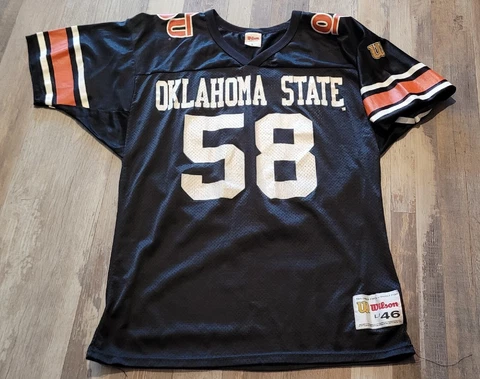 Vintage Early 90s Oklahoma State Cowboys Football Jersey Size L 46 Wilson USA 58 Cover