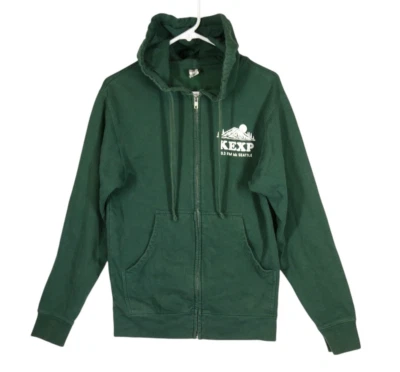 Sudadera con Capucha KEXP XS Seattle 90.3 FM Verde Cremallera Estación de Radio Comercial Independiente Foto 1 de 4