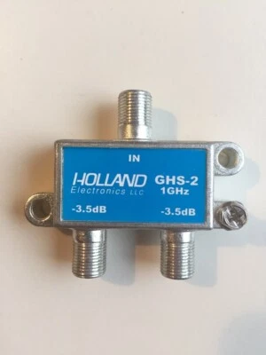 HOLLAND 2-WAY DIGITAL 1 GHz HIGH PERFORMANCE COAX CABLE SPLITTER GHS-2 - Image 1 of 2