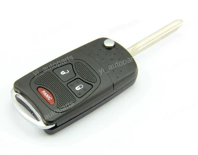 Funda Carcasa Llave Plegable Abatible Remoto 3 Botones Para Chrysler Dodge Jeep 2 +1 Pánico Foto 1 de 4