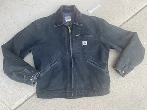 Vintage Carhartt UJ01 BLK Black Detroit Blanket Lined Jacket 40 Medium USA Made - Picture 1 of 6