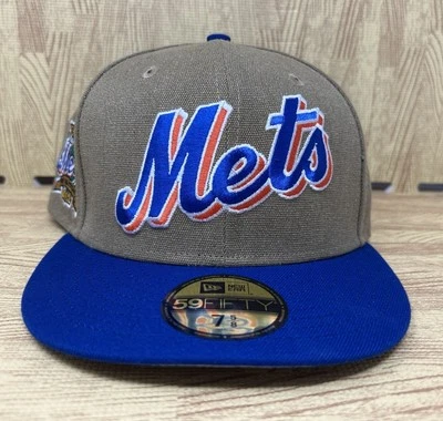 New Era New York Mets Canvas Crown 59FIFTY Fitted Hat 40th Year Side Patch 7 5/8 - Image 1 of 4
