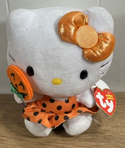 Ty Hello Kitty Halloween Beanie Babies Polka Dot Dress 6” Plush Sanrio 2011 MWMT - Picture 1 of 11
