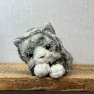 Keel Toys Tabby Cat - Grey Tabby Cat Beanie Plush Blue Eyes (Tag Cut off) Plush - Picture 1 of 8