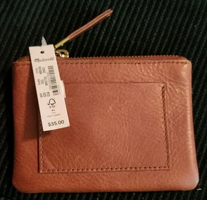 MADEWELL BRAUN LEDER 5,5 X 4 REISSVERSCHLUSS OBEN GELDBÖRSE STIL ETUI ACCESSOIRE          - Bild 1 von 3