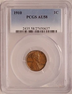 1910 Lincoln Cent PCGS AU58 - Picture 1 of 4