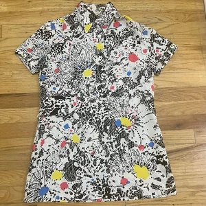 Rare Vintage 1980s Gailord Shirt Graphic Abstract Splatter Print Pop Art Blouse 12 - Bild 1 von 7