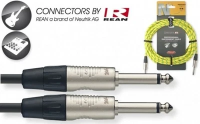 Cable amplificador guitarra amarillo 20' Neutrik equipado tela tweed cable Stagg # NGC6VTR YL Foto 1 de 4