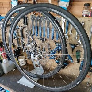 Campagnolo Record Titanium 9 Speed Wheelset - Mavic Open Sup Rims - 32H - 9.5/10 - Picture 1 of 9