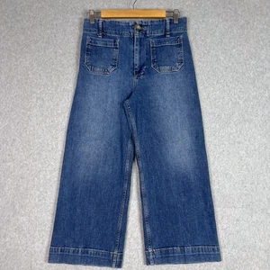 Anthropologie Pilcro Size 27P Blue The Skipper Wide Leg Cropped High Rise Jeans - Picture 1 of 14