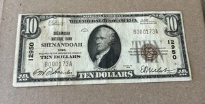1929 $10 Shenandoah National Bank of Shenandoah Iowa Ch #12950 - Picture 1 of 2