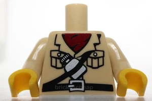 Lego Torso Safari Shirt Red Scarf Belt and Water Bottle Pattern Tan Arms - Picture 1 of 1