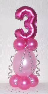 AGE 3 FOIL BALLOON TABLE DECORATION DISPLAY - 3RD - THREE - NO HELIUM NEEDED - Picture 1 of 10