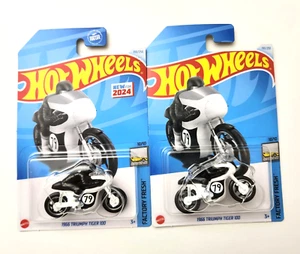 Hot Wheels 1966 Triumph Tiger 100 White #190 190/250 - 2024 Factory Fresh -2PCS - Picture 1 of 2
