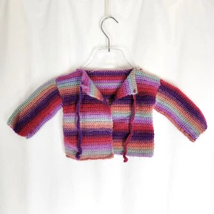 Cárdigan Suéter Bebé Arco Iris Tejido Hecho a Mano 3-6 Meses - Imagen 1 de 7