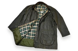 Men's Barbour Border Vintage A200 Jacket Wax Green Classic England C46/117cm - Picture 1 of 23